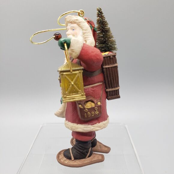 Set 3 Rustic Woodland Santa Ornaments Hallmark Christmas Collectors Folk Art - Picture 11 of 16